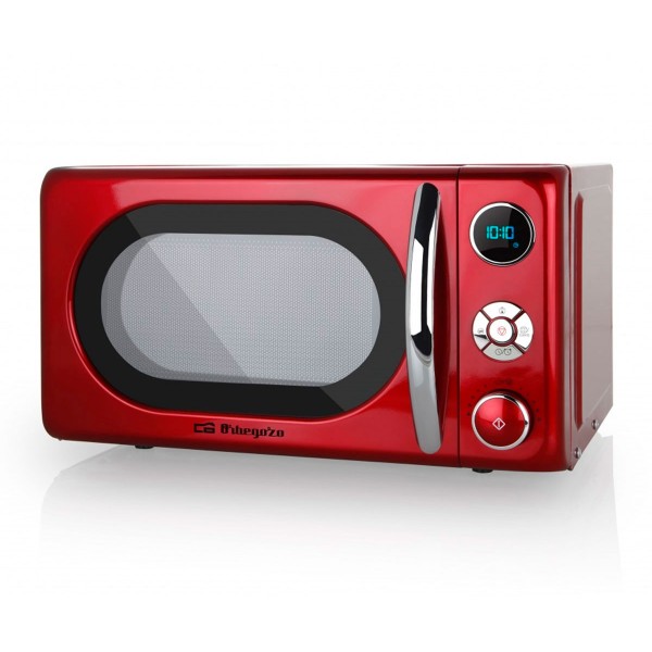 Orbegozo mig2042 microondas de 700w digital con grill de 20 litros de capacidad y diseño en rojo y plata