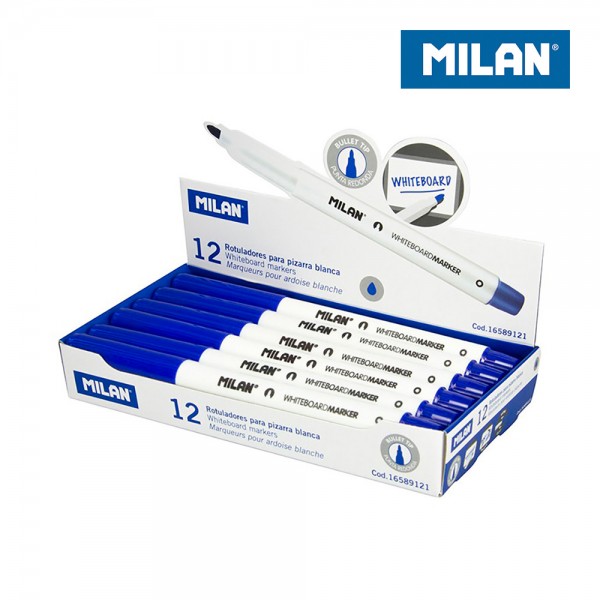 Rotuladores para pizarra blanca ø3,7 mm azul, caja 12 uds