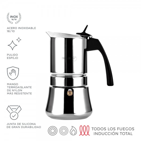 Cafetera etnica de acero inoxidable 18 / 10, 6 tazas