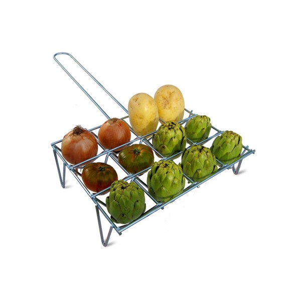 Parrilla para verduras con acabado zincado, capacidad 12 piezas, 34 x 8,5 x 25,5 cm